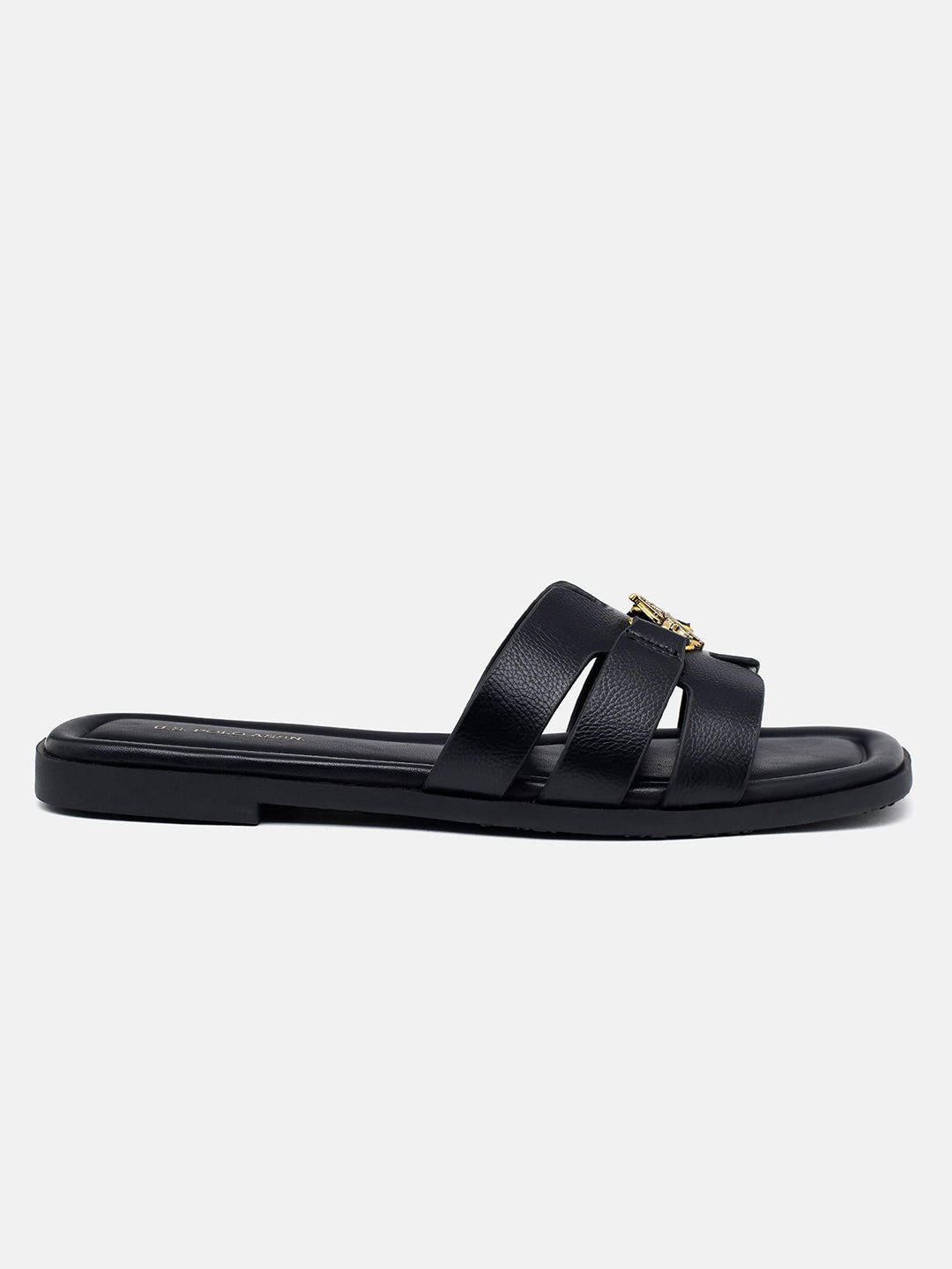 Saphira Gold Hardware Sandals Black - U.S. Polo Assn. India | Large