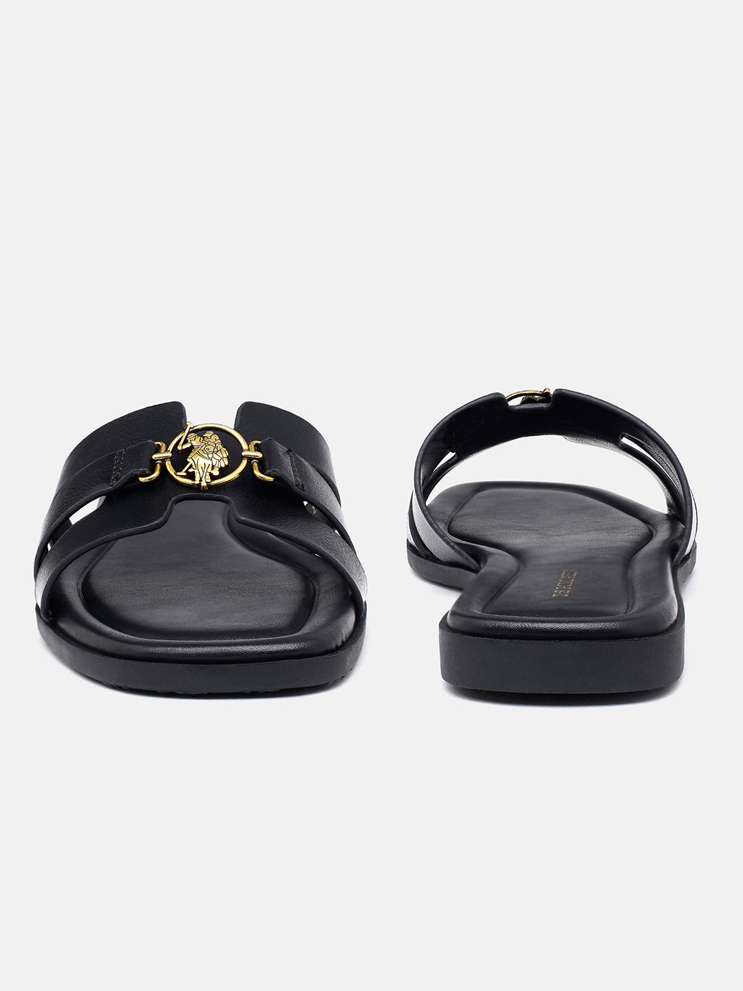 Saphira Gold Hardware Sandals Black - U.S. Polo Assn. India | Large