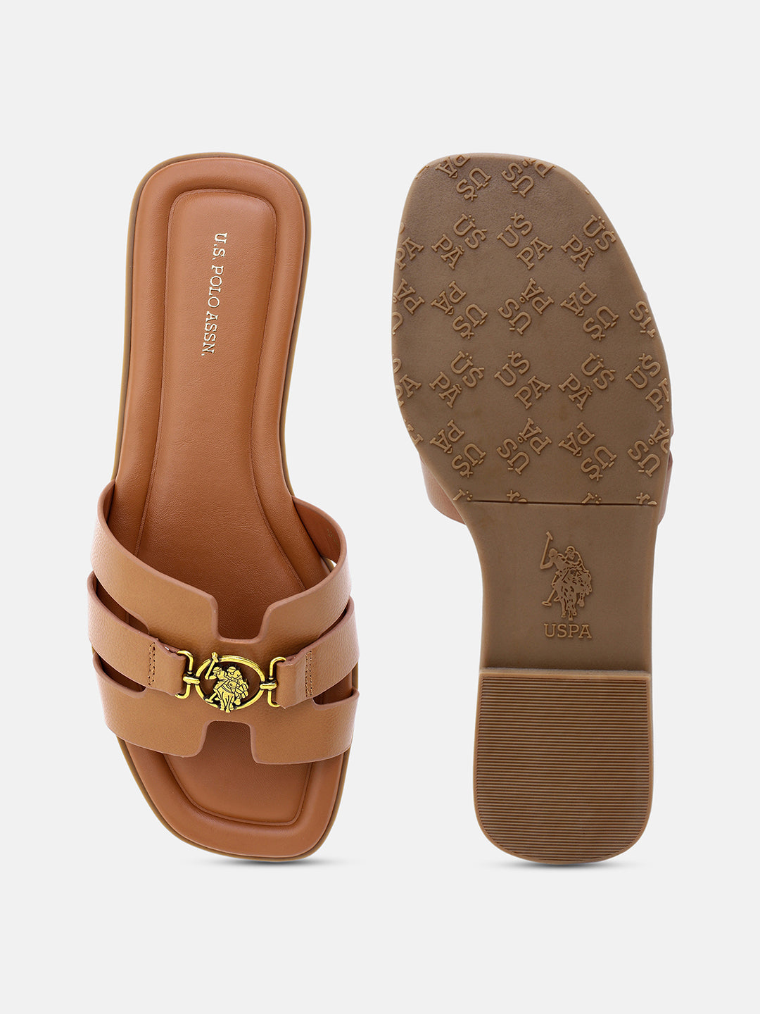 Saphira Gold Hardware Sandals Tan - U.S. Polo Assn. India | Large