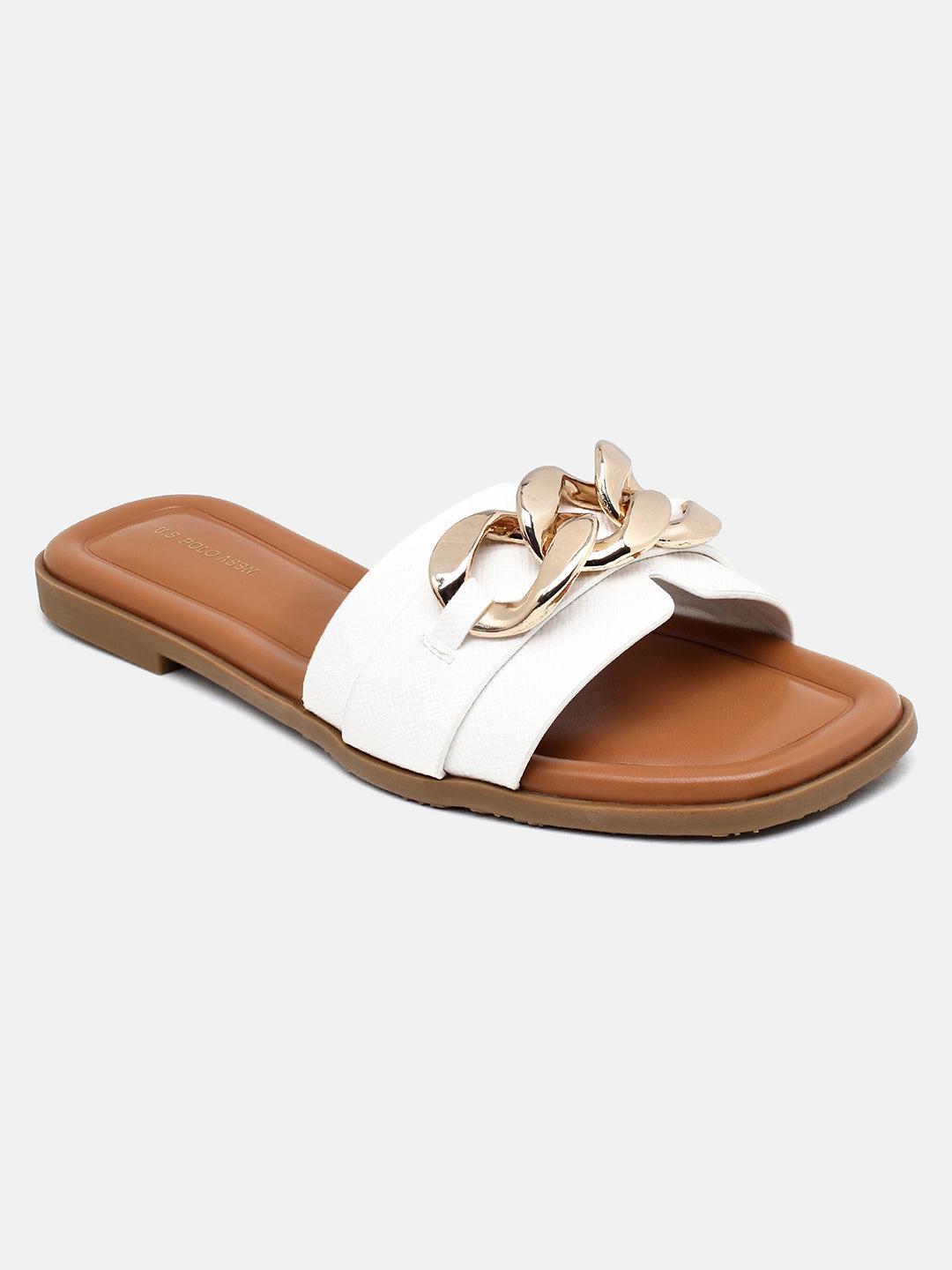 Brevan Open Toe Gold Hardware Sandals Off White - U.S. Polo Assn. India | Large