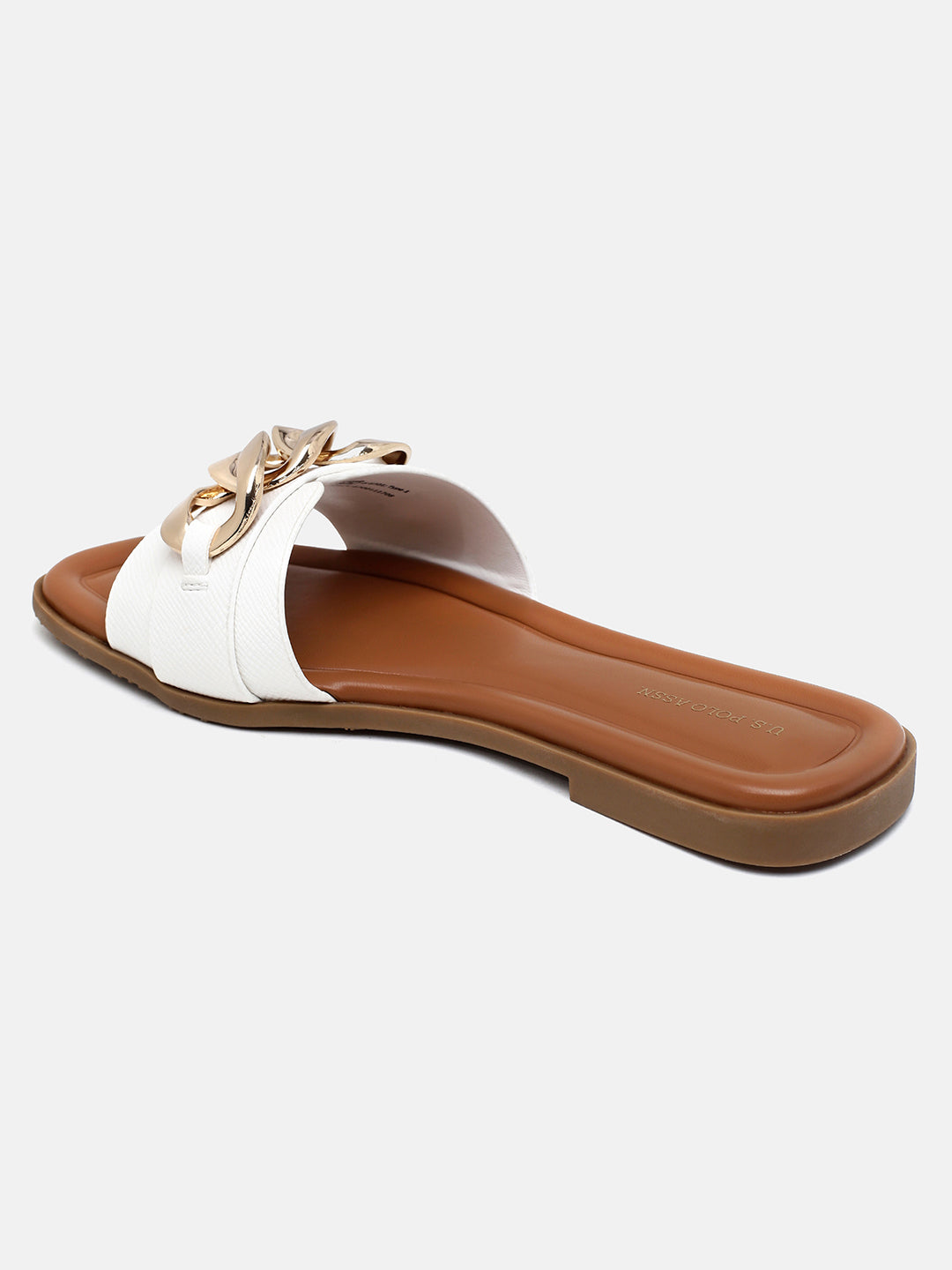 Brevan Open Toe Gold Hardware Sandals Off White - U.S. Polo Assn. India | Large