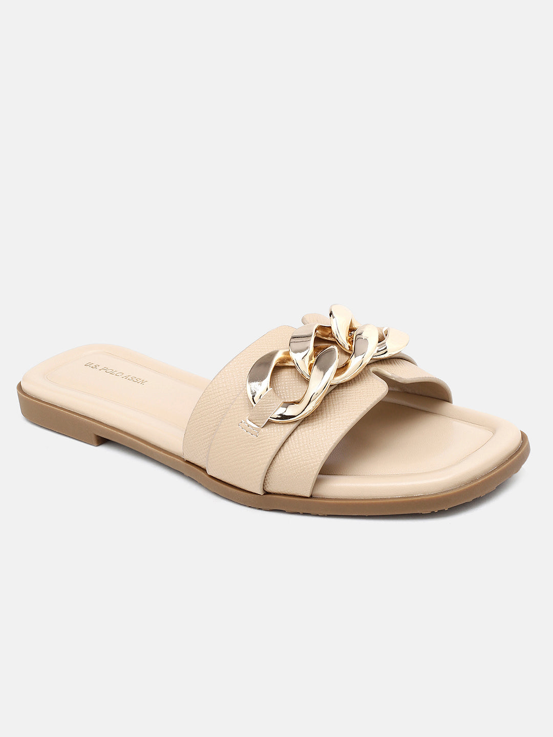 Brevan Open Toe Gold Hardware Sandals Nude - U.S. Polo Assn. India | Large