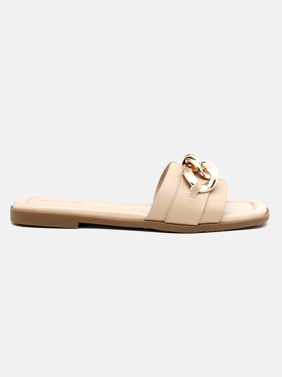 Brevan Open Toe Gold Hardware Sandals Nude - U.S. Polo Assn. India | Large