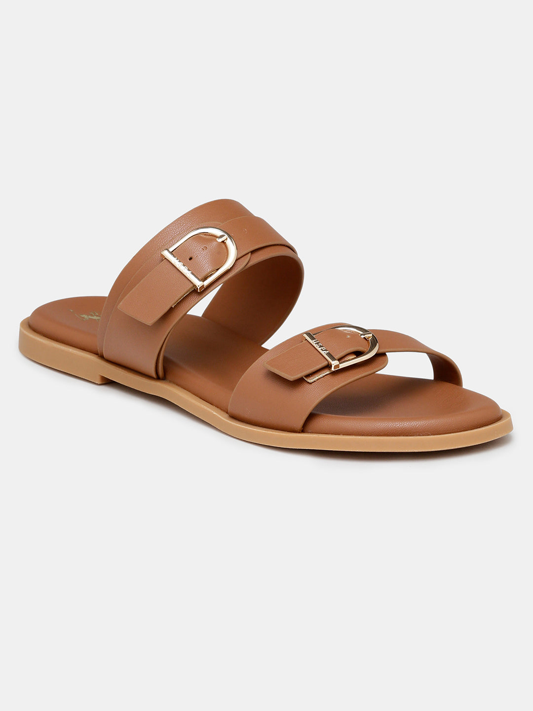 Women Jores Open Toe Buckle Sandals Tan - U.S. Polo Assn. India | Large