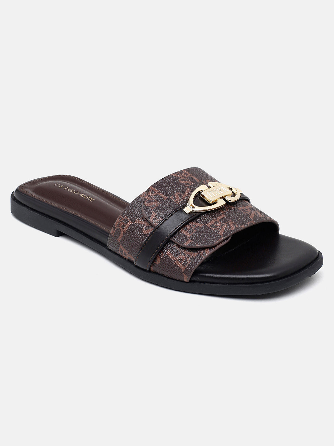 Monogram Leandre Sandals Black - U.S. Polo Assn. India | Large