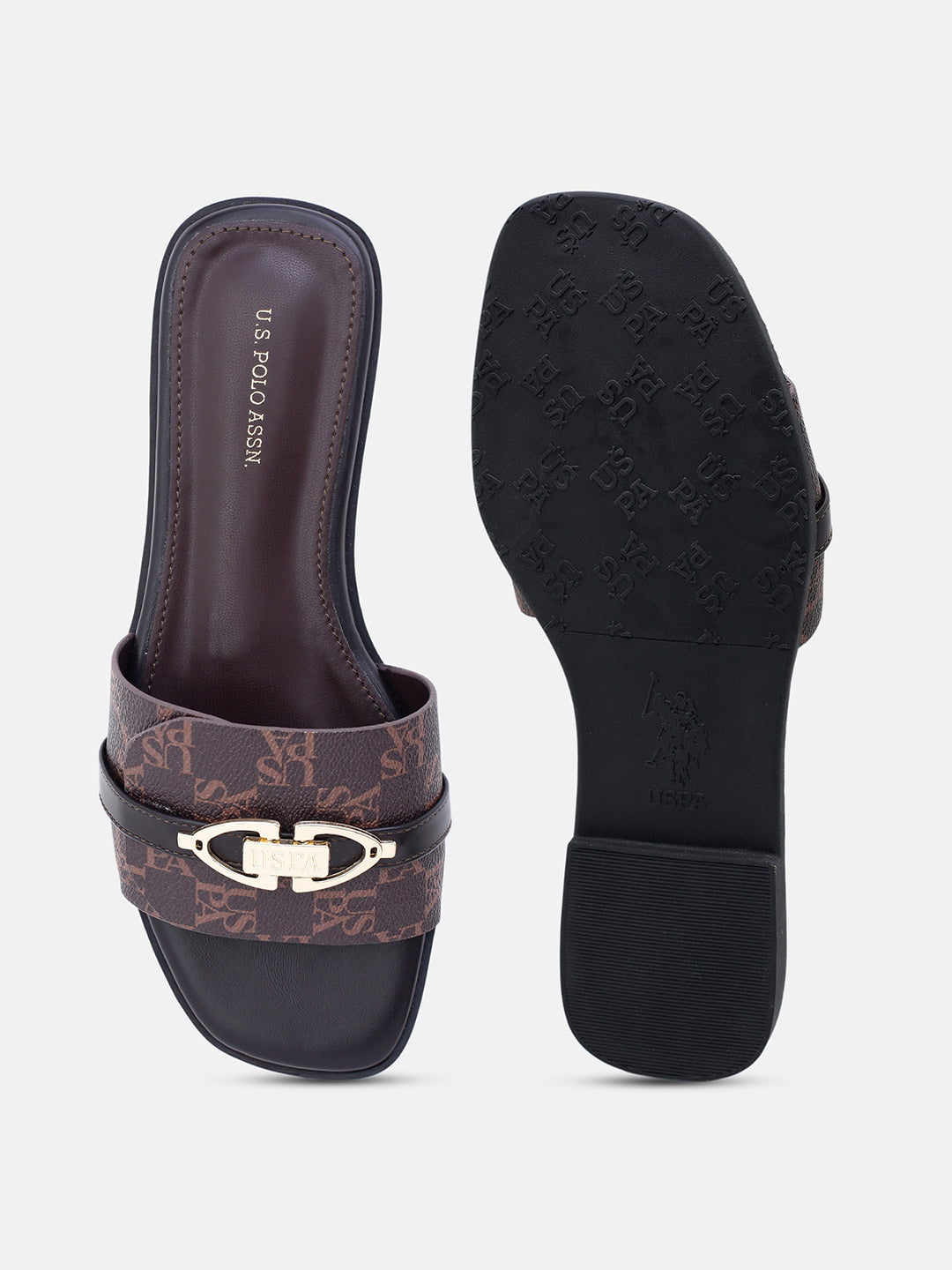 Monogram Leandre Sandals Black - U.S. Polo Assn. India | Large