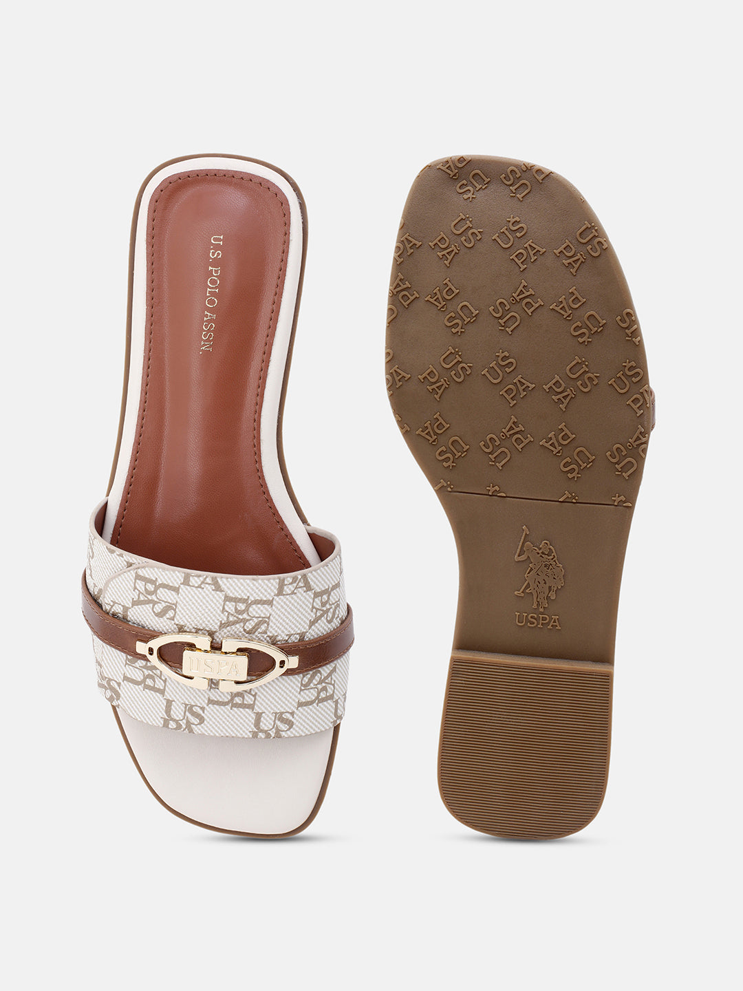 Monogram Leandre Sandals Off White - U.S. Polo Assn. India | Large