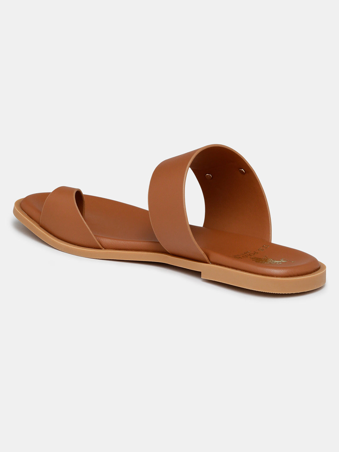 Women Slip On Astrel Sandals with Gold Hardware Tan - U.S. Polo Assn. India | Large