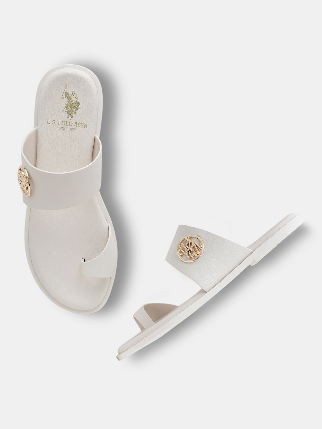 Women Slip On Astrel Sandals with Gold Hardware