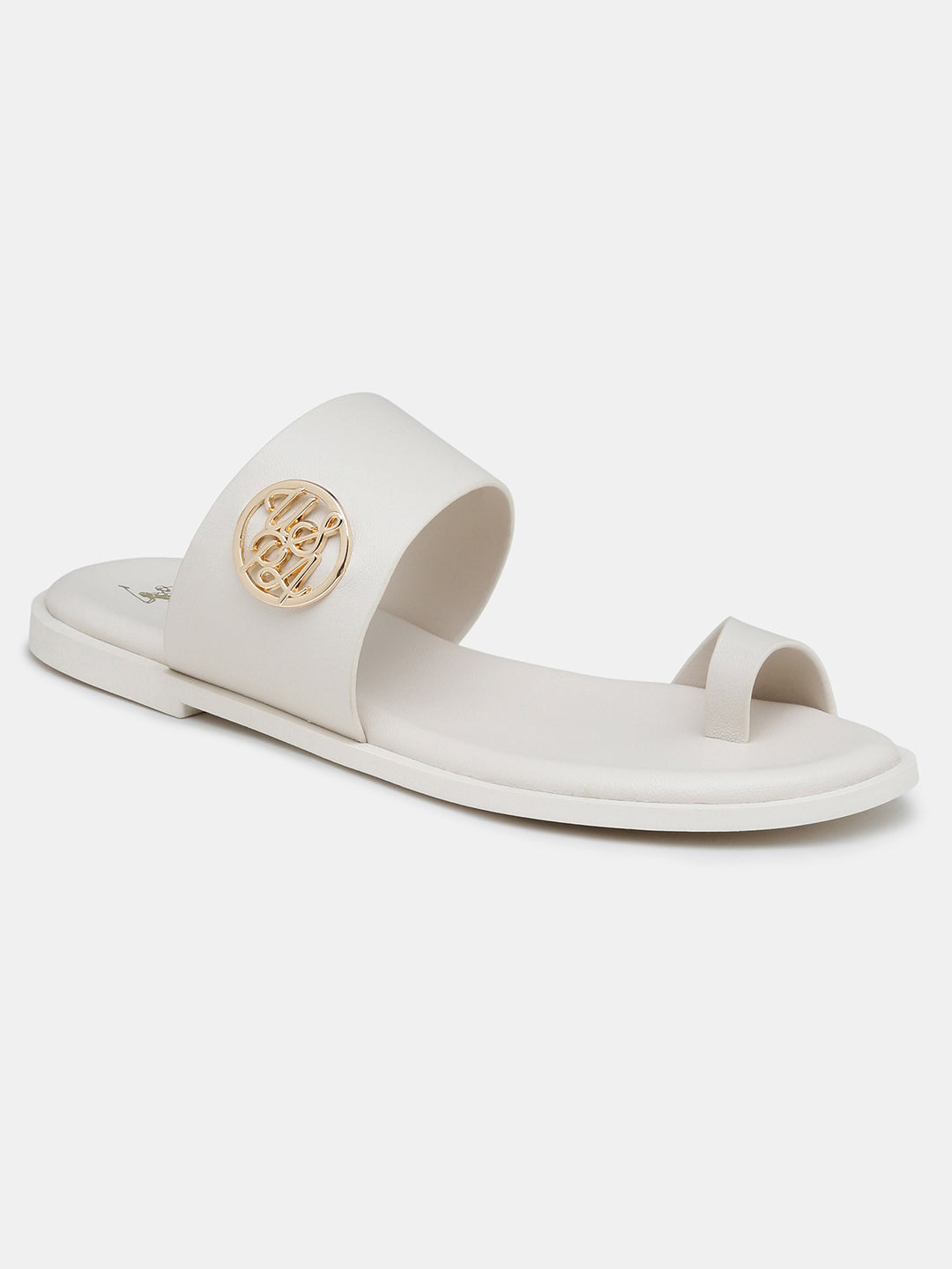 Women Slip On Astrel Sandals with Gold Hardware Off White - U.S. Polo Assn. India | Large