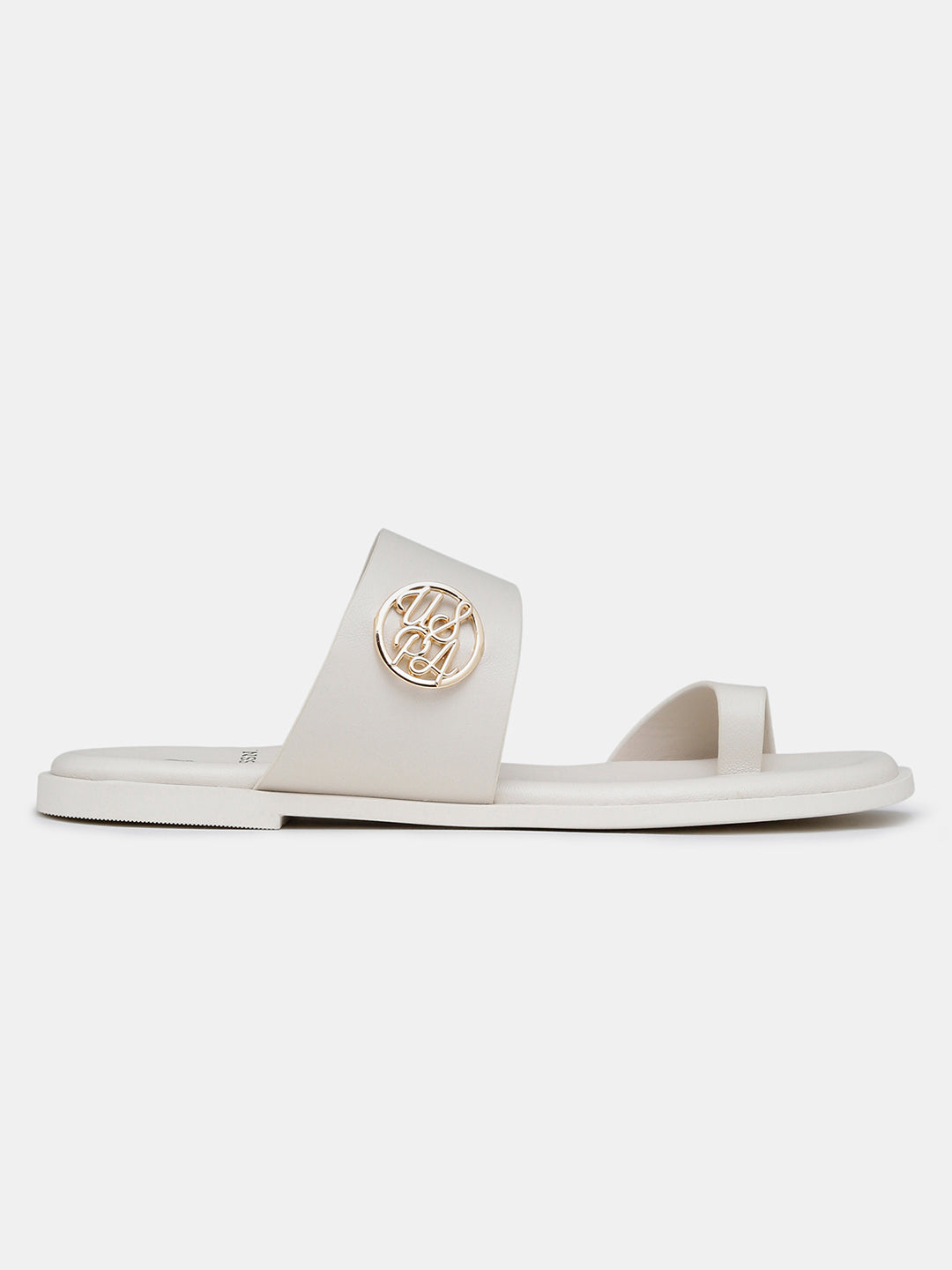 Women Slip On Astrel Sandals with Gold Hardware Off White - U.S. Polo Assn. India | Large
