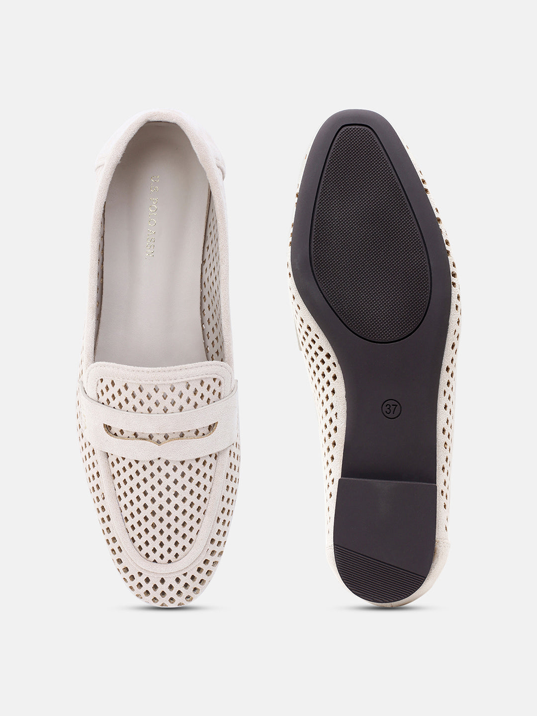 Mesh Textured Outsole Avenoir Loafers Off White - U.S. Polo Assn. India | Large