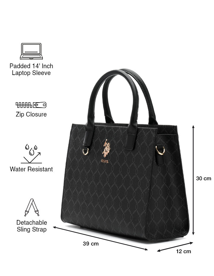 Scarlet Monogram Tote Handbag Black - U.S. POLO ASSN. | Large