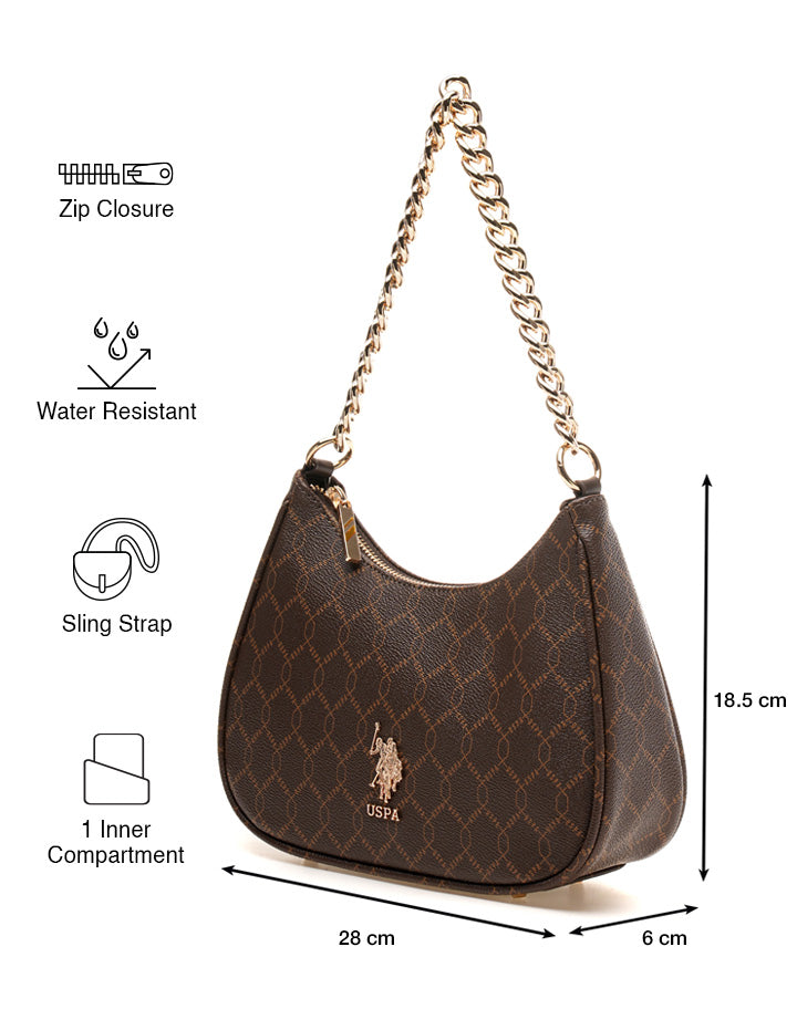 Kali Monogram Shoulder Bag Brown - U.S. POLO ASSN. | Large