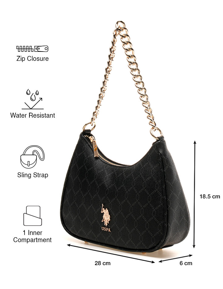Kali Monogram Shoulder Bag Black - U.S. POLO ASSN. | Large