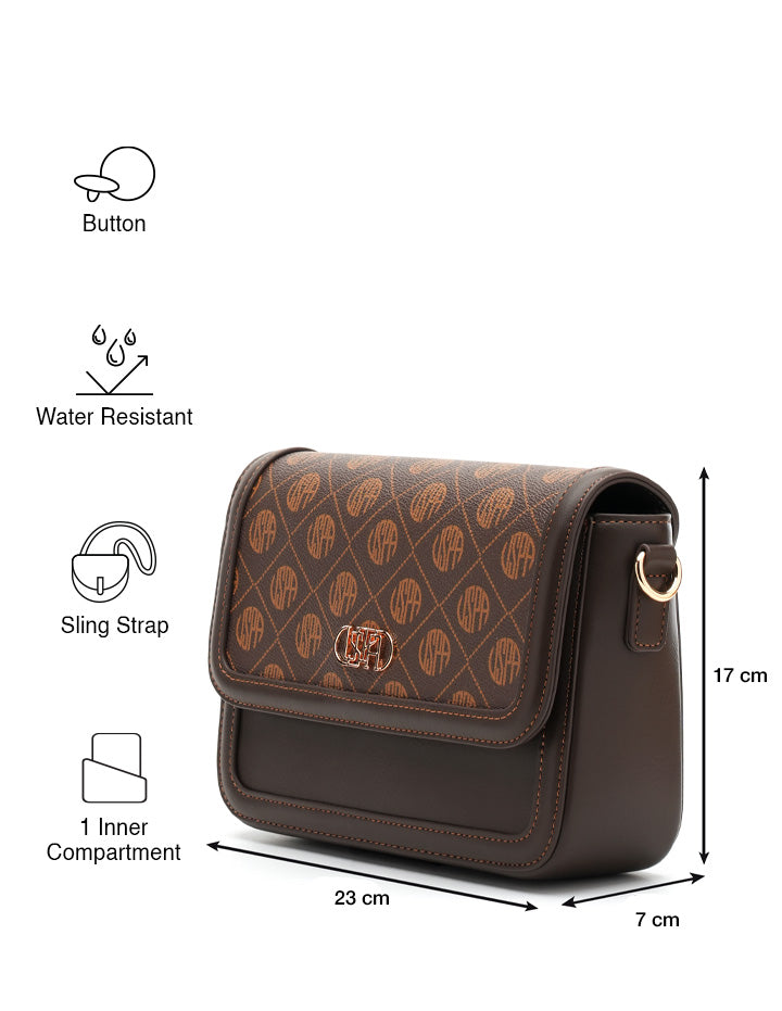 Agatha Monogram Cross Body Bag Brown - U.S. Polo Assn. India | Large
