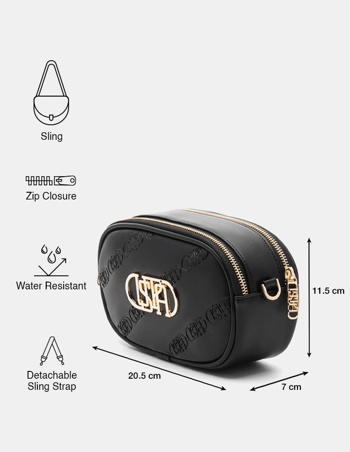 Ruth Monogram Cross Body Bag Black - U.S. POLO ASSN. | Large