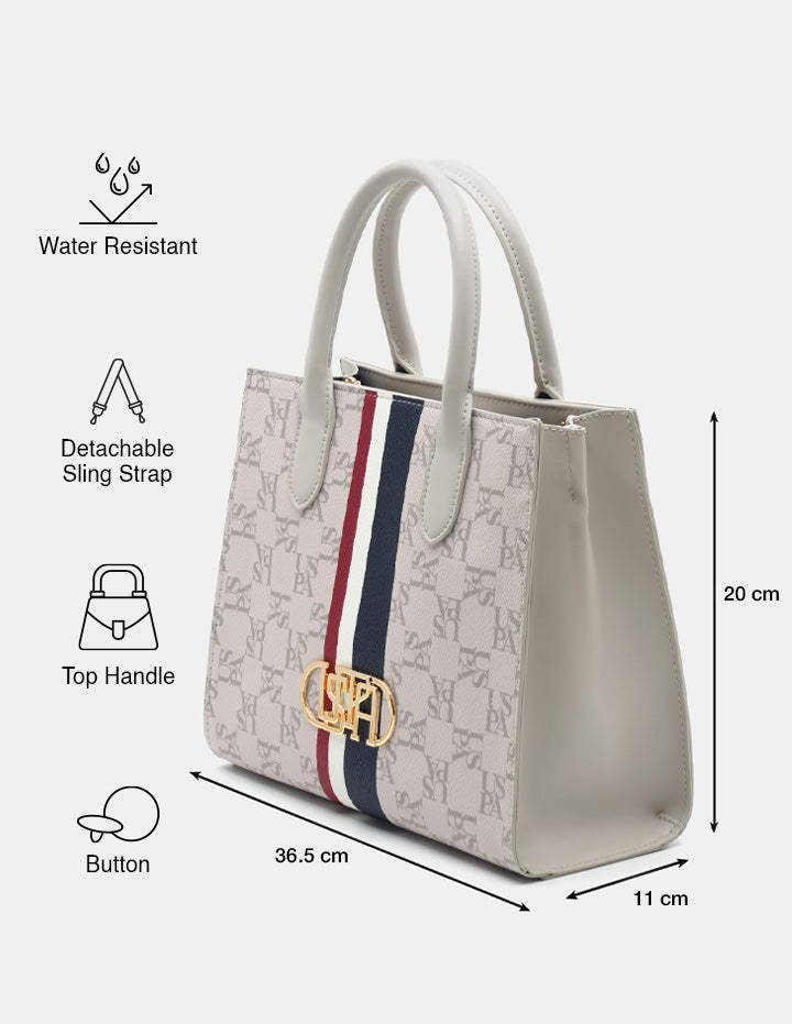 Carol Monogram Satchel Bag Off White - U.S. Polo Assn. India | Large