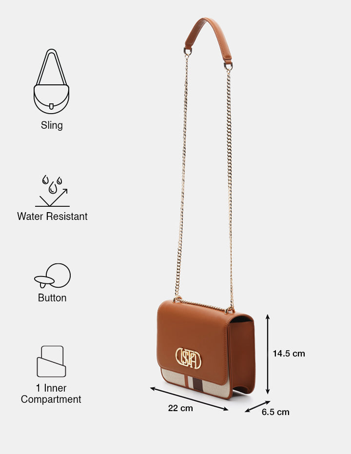 Briella Solid Cross Body Bag Tan - U.S. Polo Assn. India | Large
