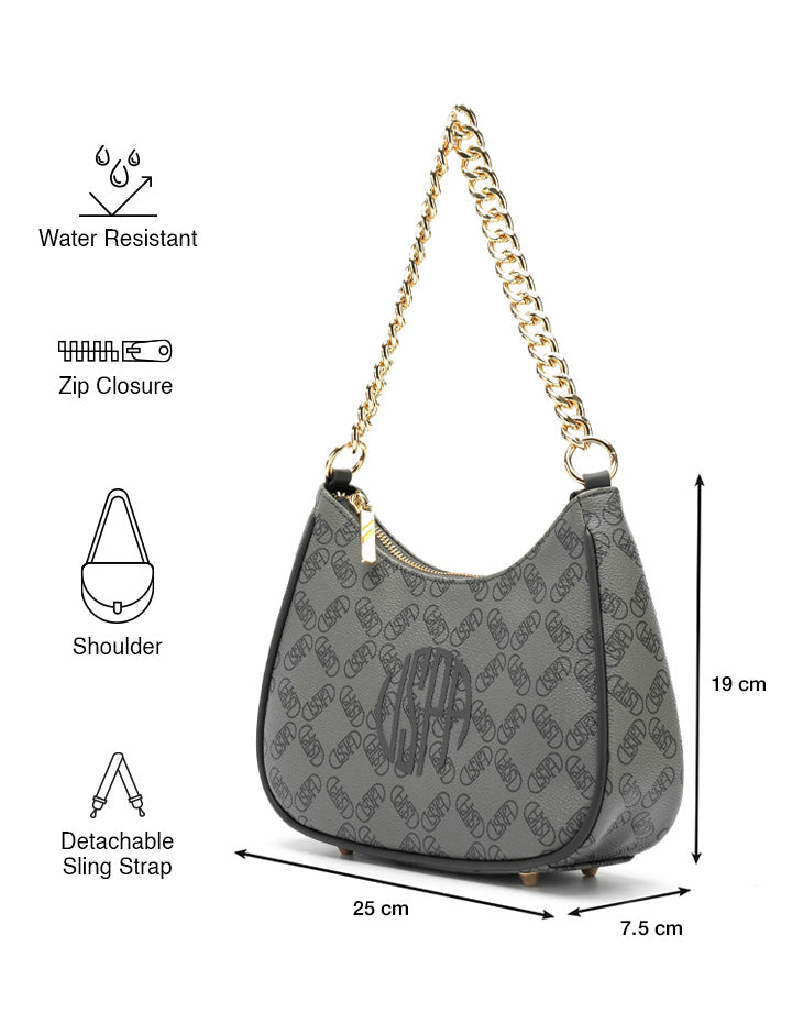 Cathay Monogram Shoulder Bag Grey - U.S. POLO ASSN. | Large