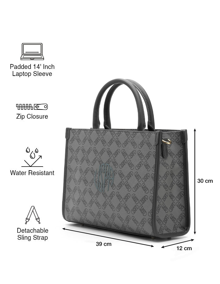 Kate Monogram Tote Handbag Grey - U.S. POLO ASSN. | Large