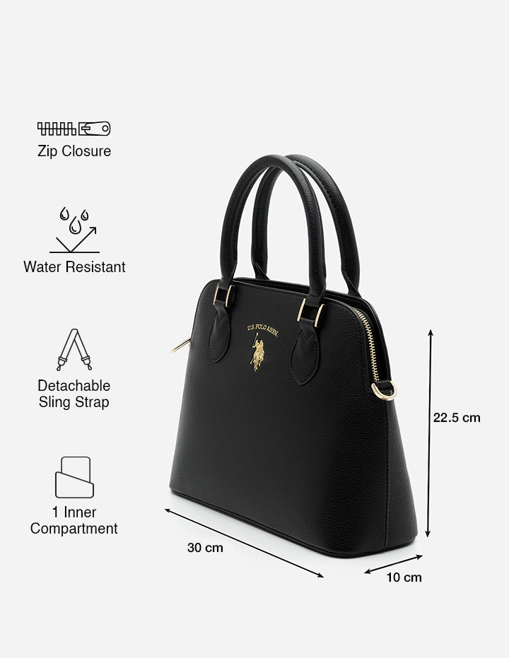 Beth Monogram Dome Handbag Black - U.S. POLO ASSN. | Large