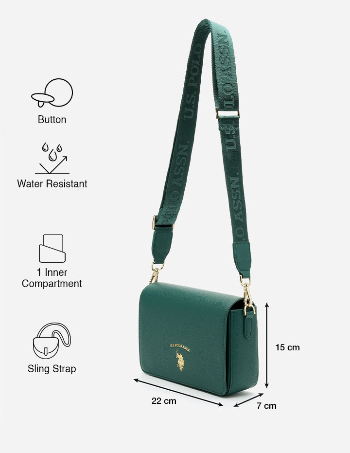 Nevah Cross Body Bag Green - U.S. Polo Assn. India | Large