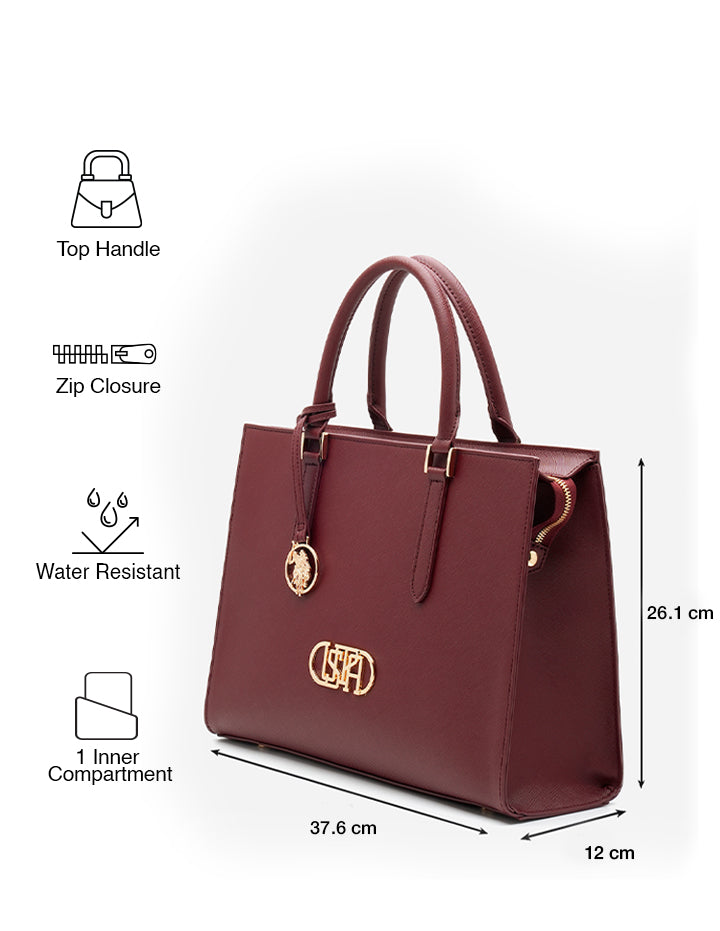 Lenda Monogram Hangbag Maroon - U.S. POLO ASSN. | Large