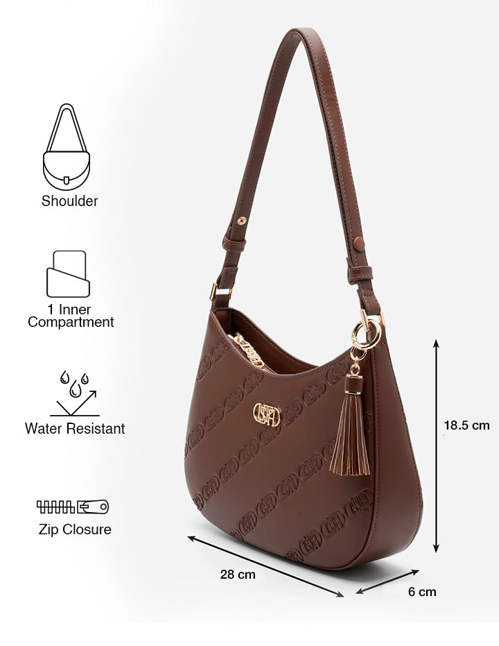 Meagan Monogram Shoulder Bag Brown - U.S. POLO ASSN. | Large