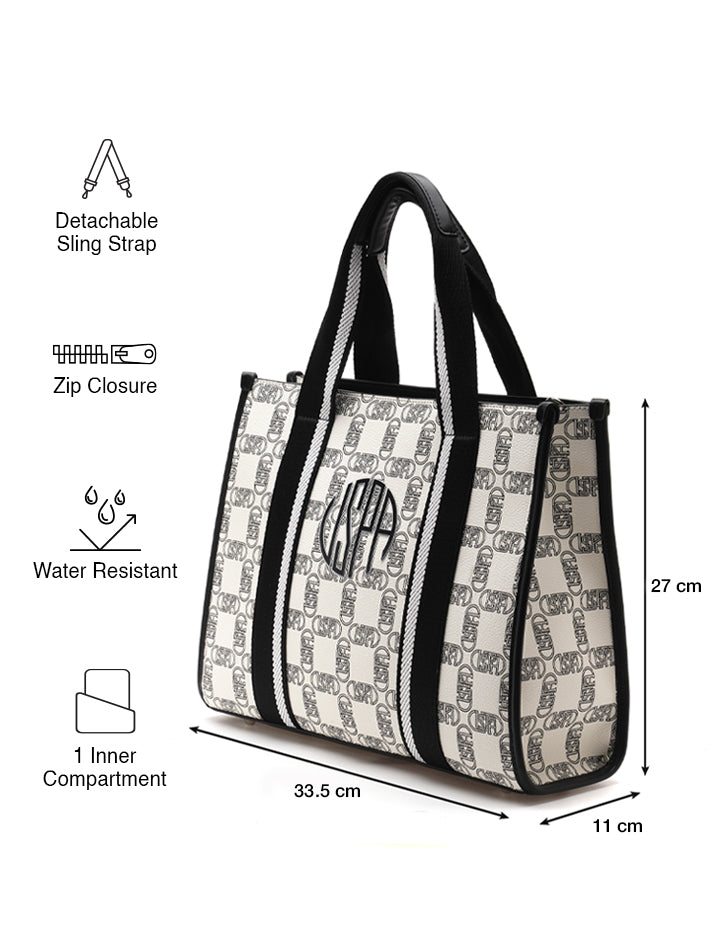 Monogram Mendy Satchel Bag Off White - U.S. POLO ASSN. | Large