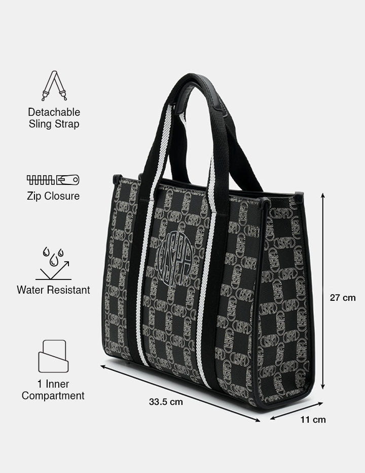 Mendy Monogram Satchel Bag Black - U.S. POLO ASSN. | Large