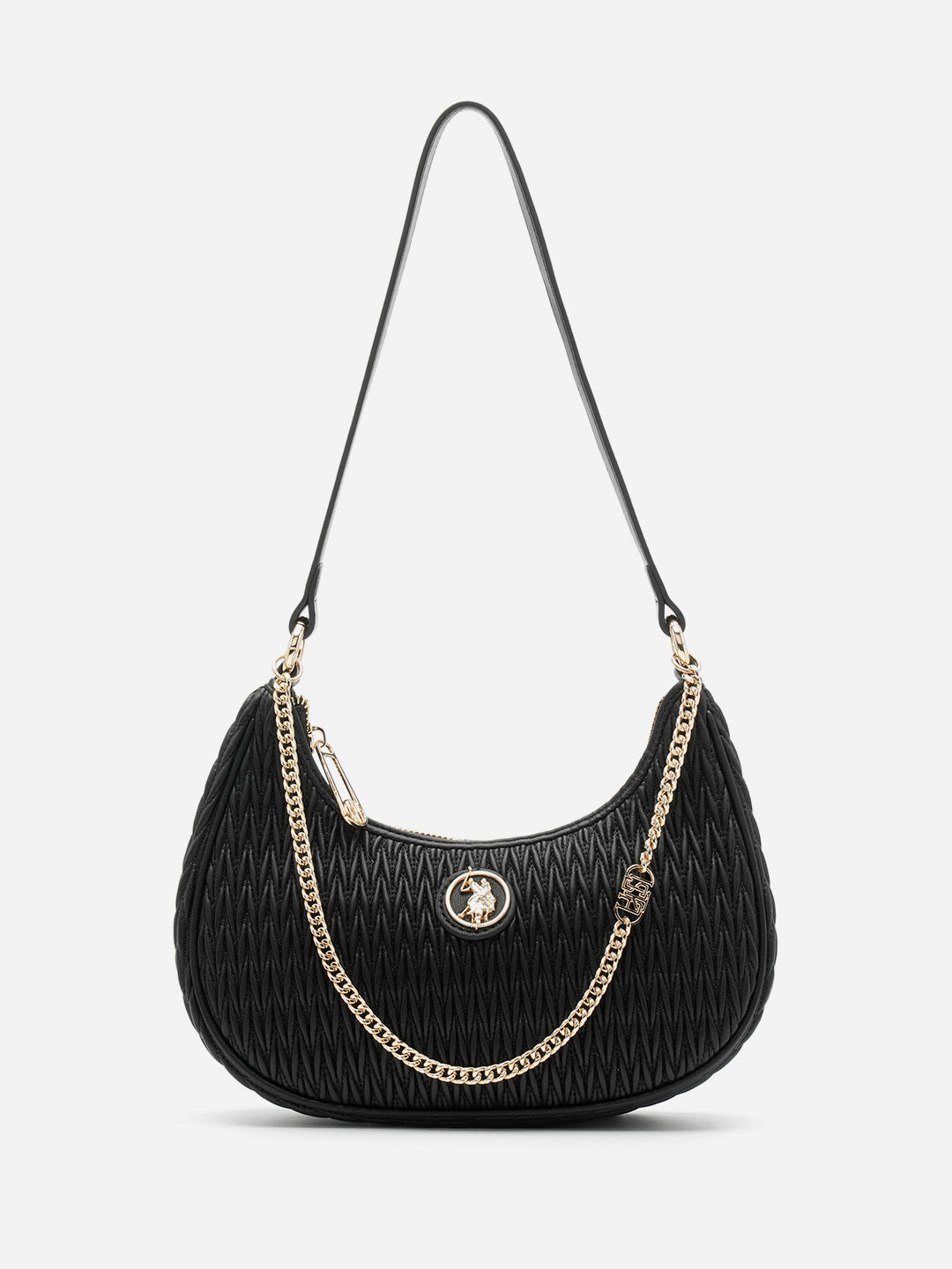 Vera 2.0 Textured Shoulder Bag Black - U.S. Polo Assn. India | Large