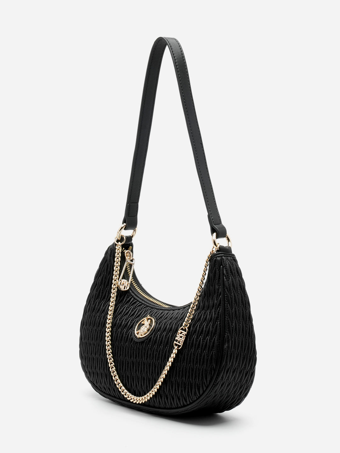 Vera 2.0 Textured Shoulder Bag Black - U.S. Polo Assn. India | Large