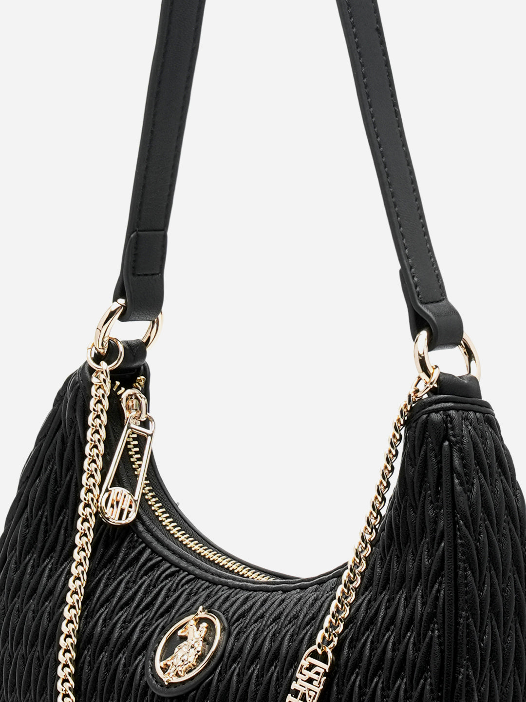 Vera 2.0 Textured Shoulder Bag Black - U.S. Polo Assn. India | Large