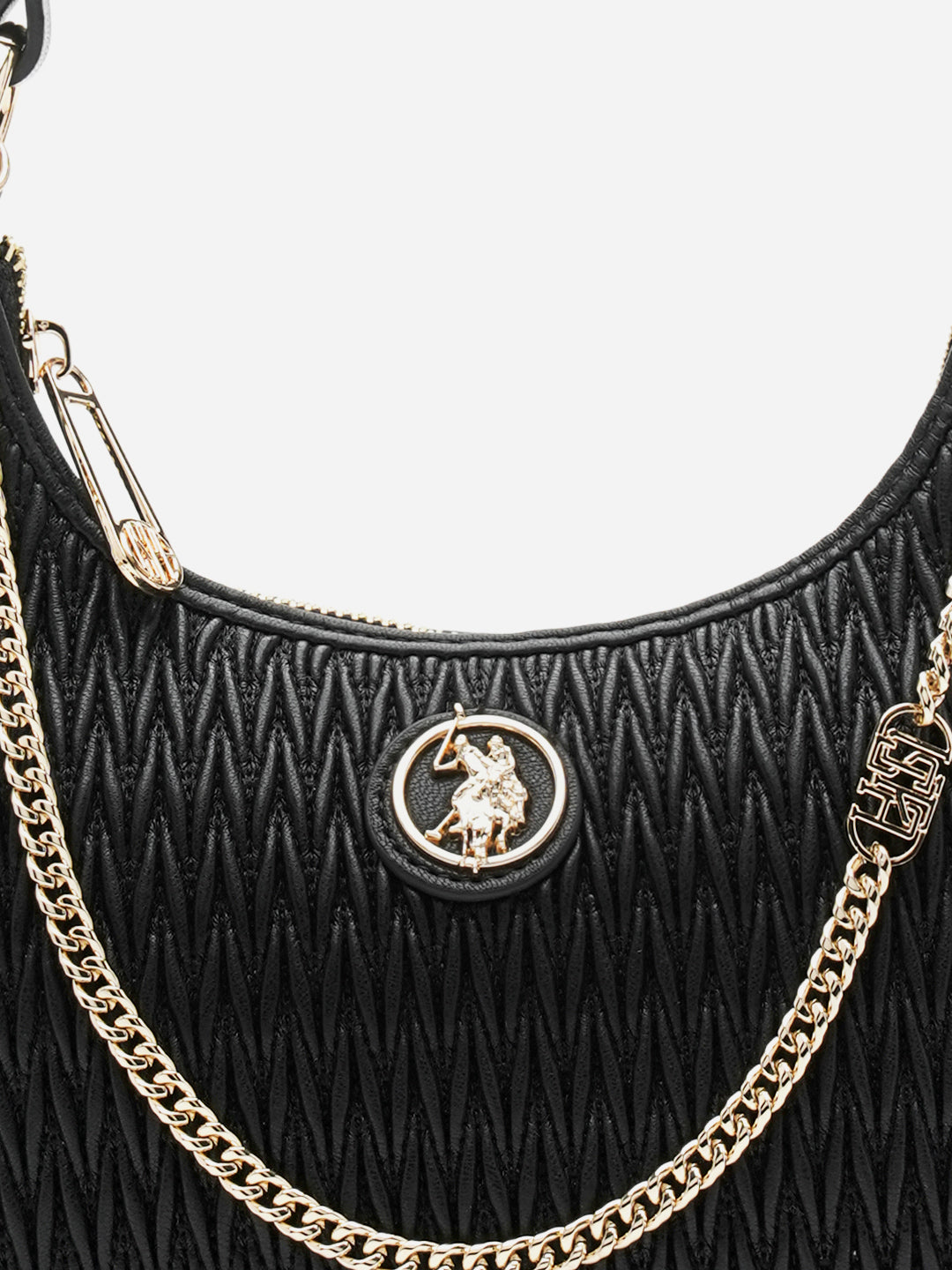 Vera 2.0 Textured Shoulder Bag Black - U.S. Polo Assn. India | Large
