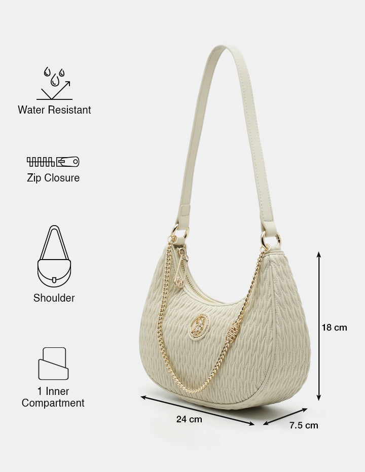 Vera Textured Shoulder Bag Off White - U.S. POLO ASSN. | Large