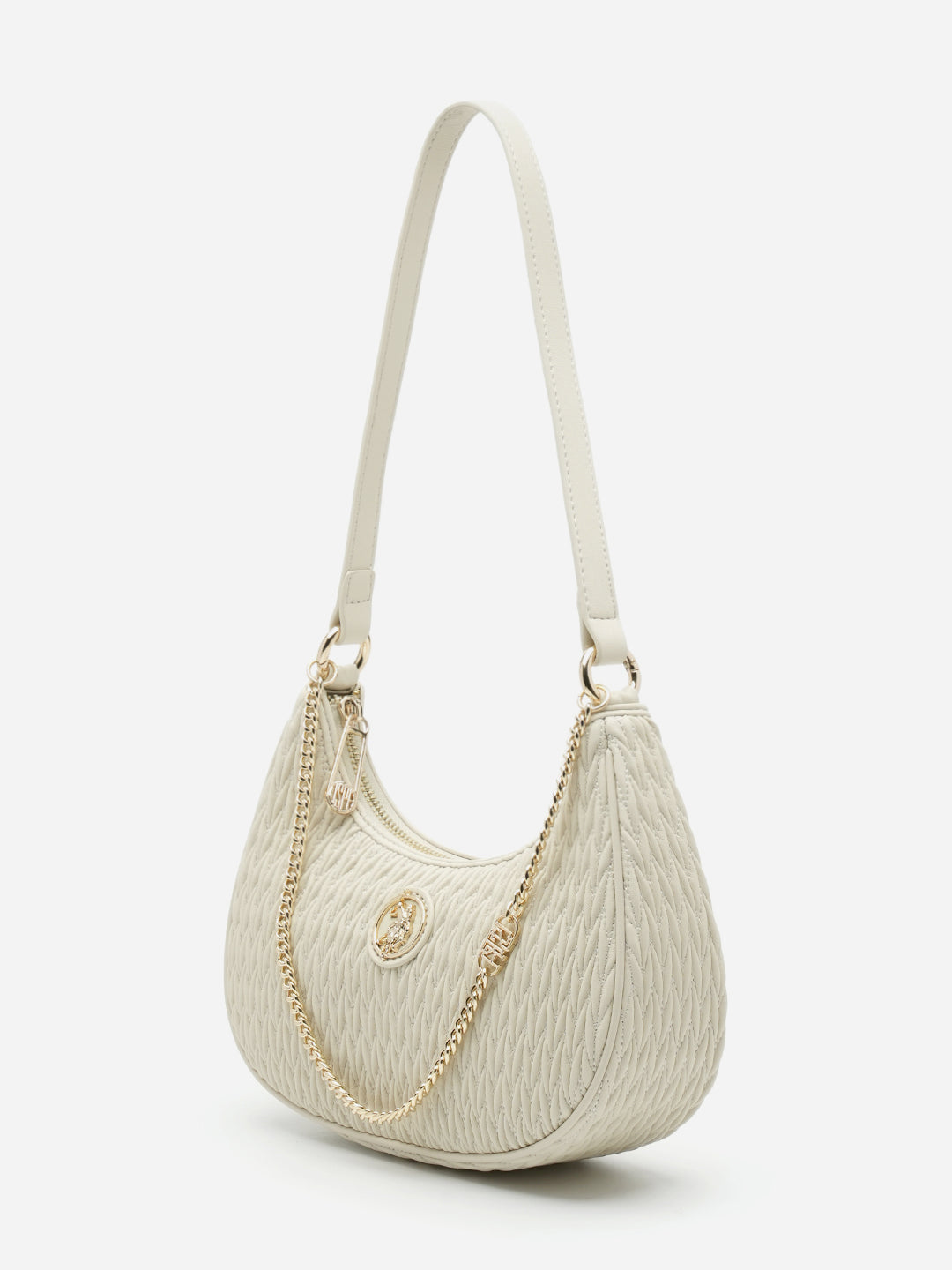 Vera 2.0 Textured Shoulder Bag Off White - U.S. Polo Assn. India | Large