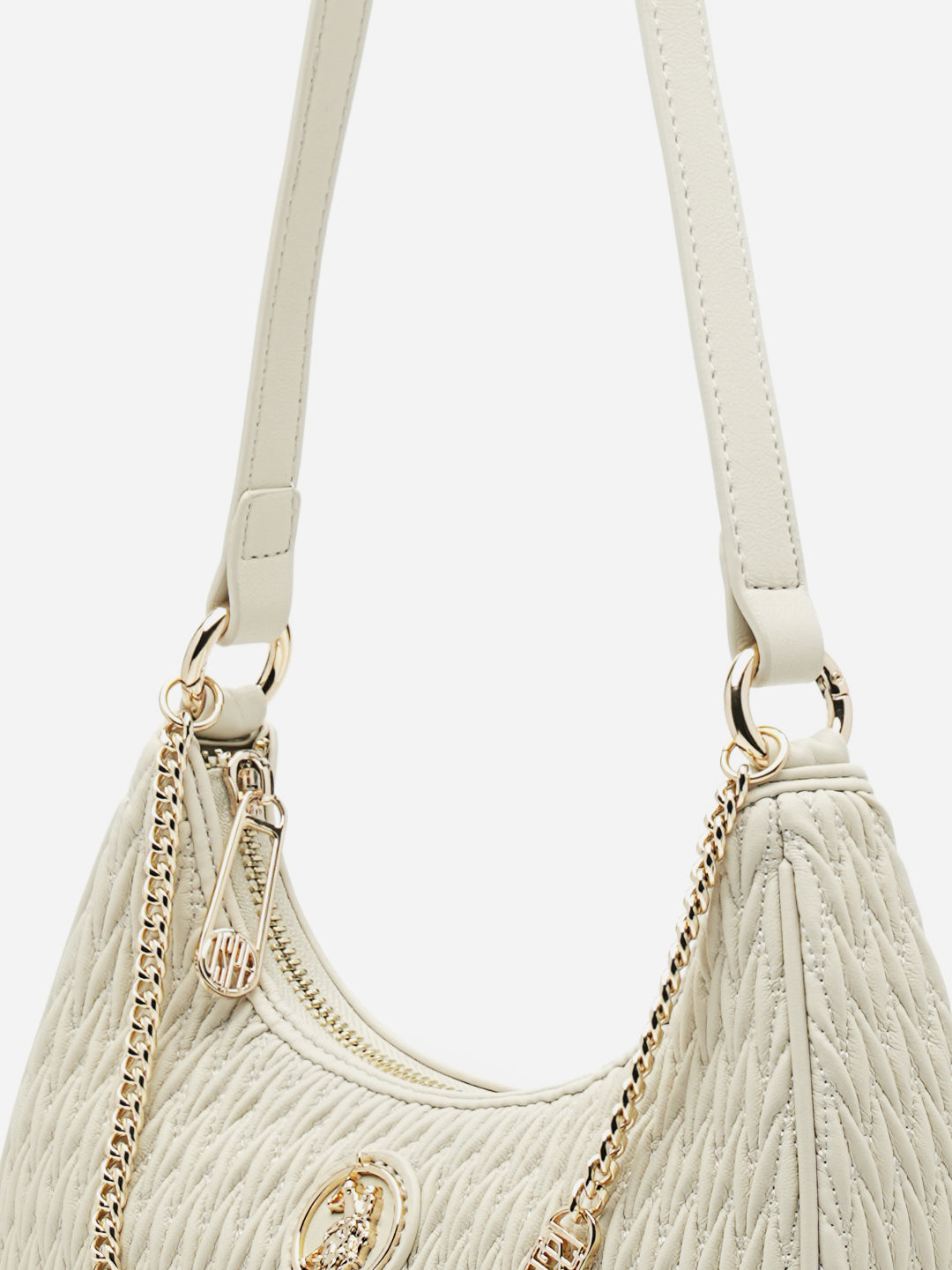 Vera 2.0 Textured Shoulder Bag Off White - U.S. Polo Assn. India | Large