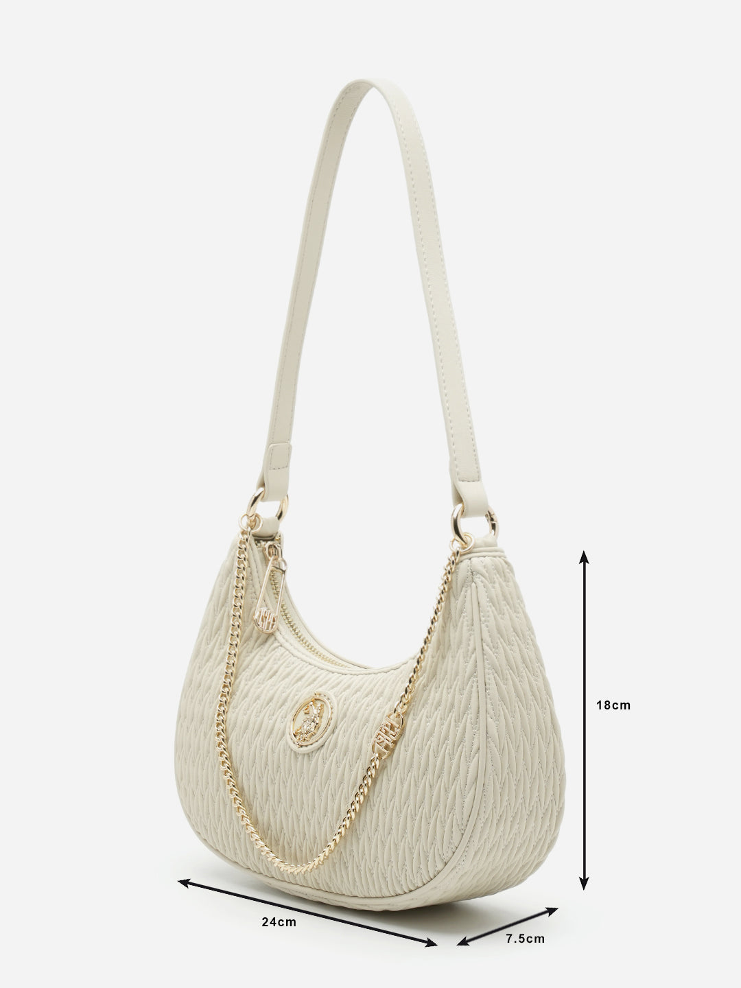 Vera 2.0 Textured Shoulder Bag Off White - U.S. Polo Assn. India | Large