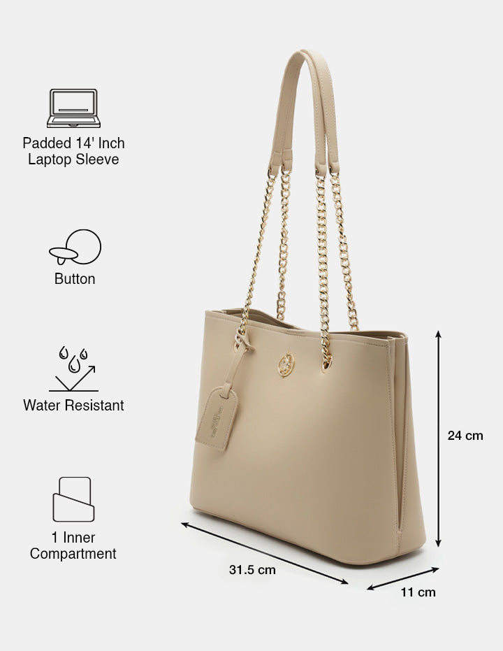 Gabby Solid Tote Bag Nude - U.S. POLO ASSN. | Large