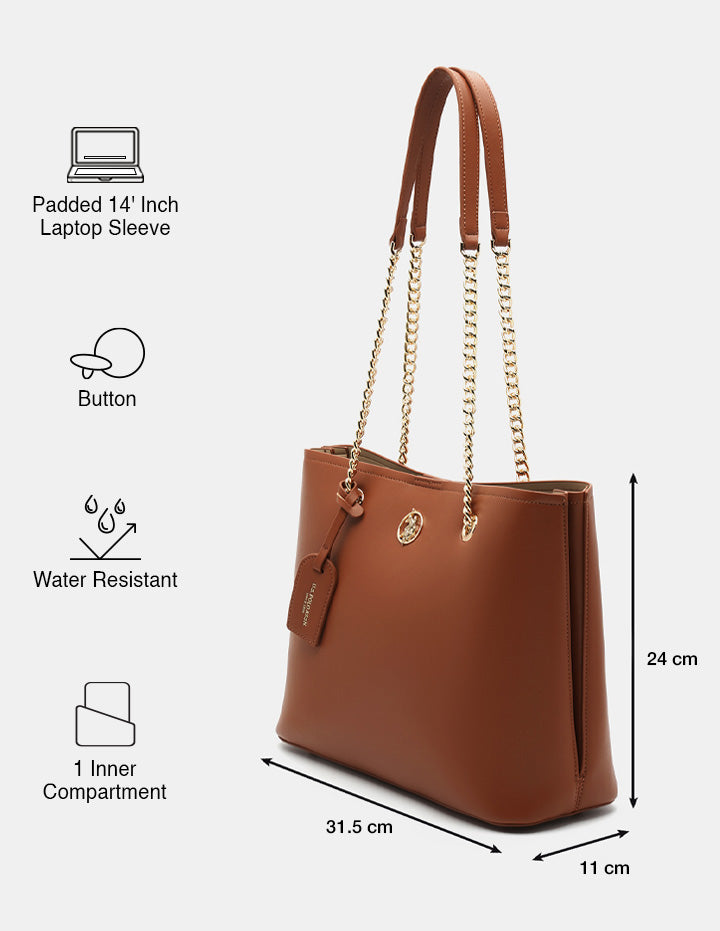 Gabby Solid Tote Bag Tan - U.S. POLO ASSN. | Large