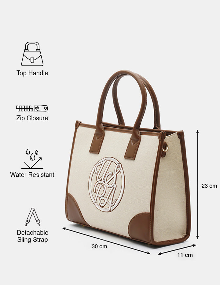 Cocco Monogram Tote Bag Off White - U.S. Polo Assn. India | Large