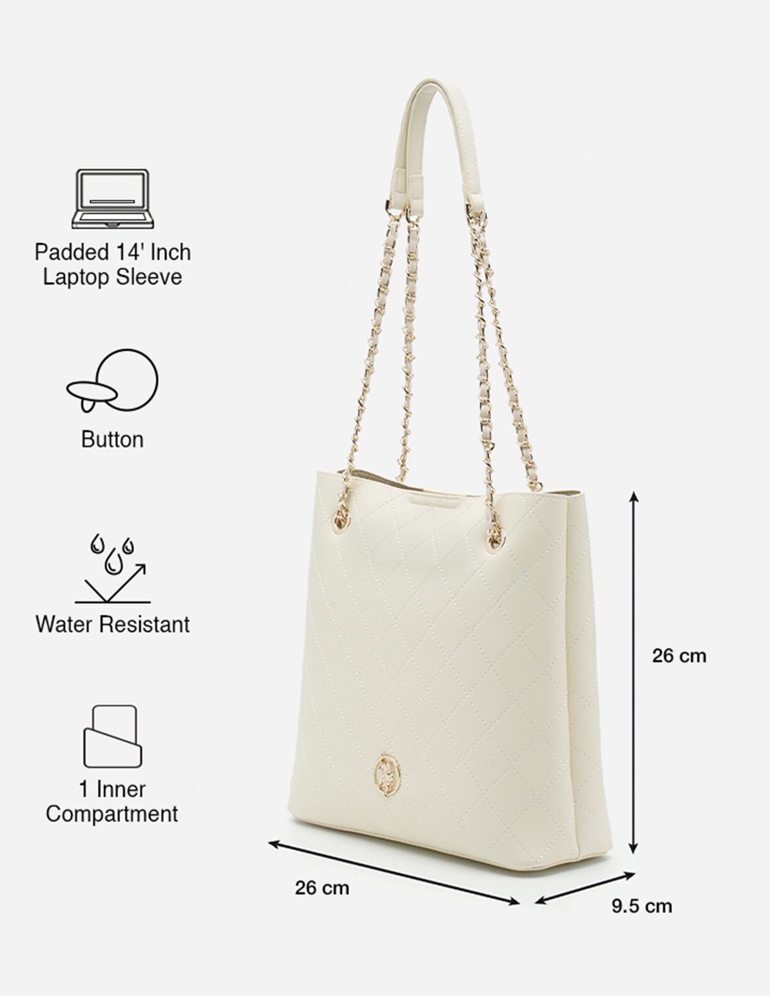 Jess Textured Tote With Sling Bag Off White - U.S. POLO ASSN. | Large