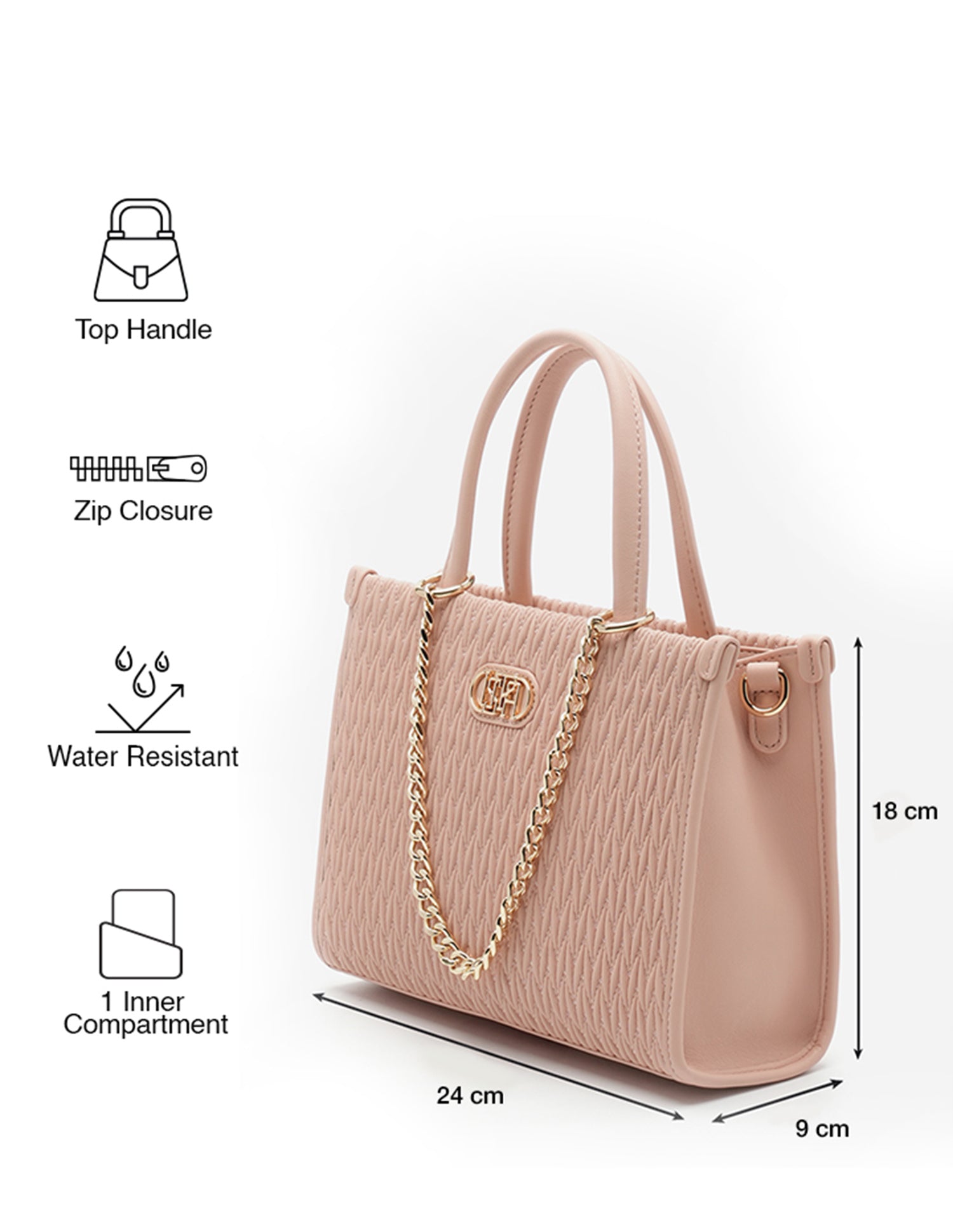 Chloe Textured Satchel Bag Nude - U.S. POLO ASSN. | Large