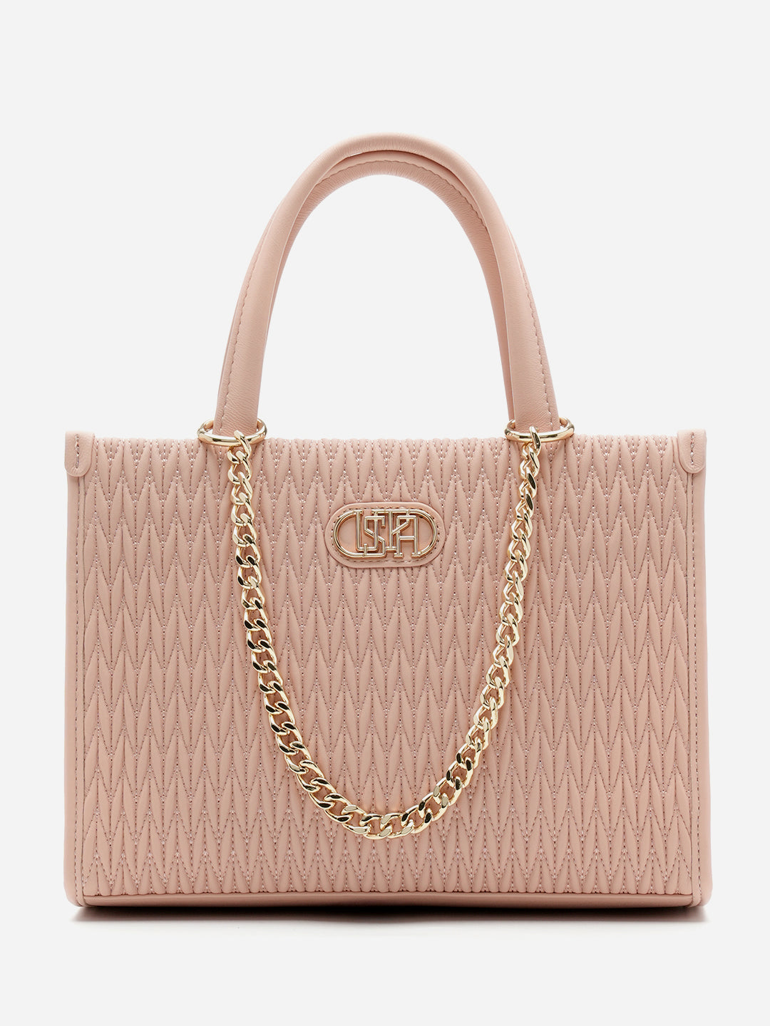 Chloe 2.0 Textured Satchel Bag Nude - U.S. Polo Assn. India | Large