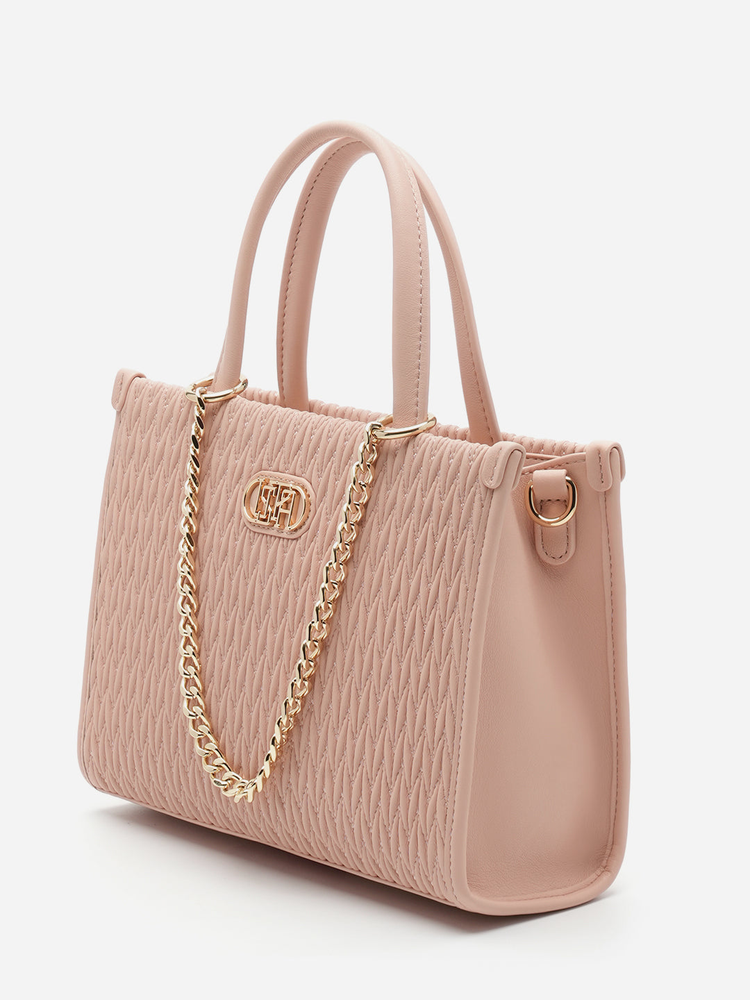 Chloe 2.0 Textured Satchel Bag Nude - U.S. Polo Assn. India | Large