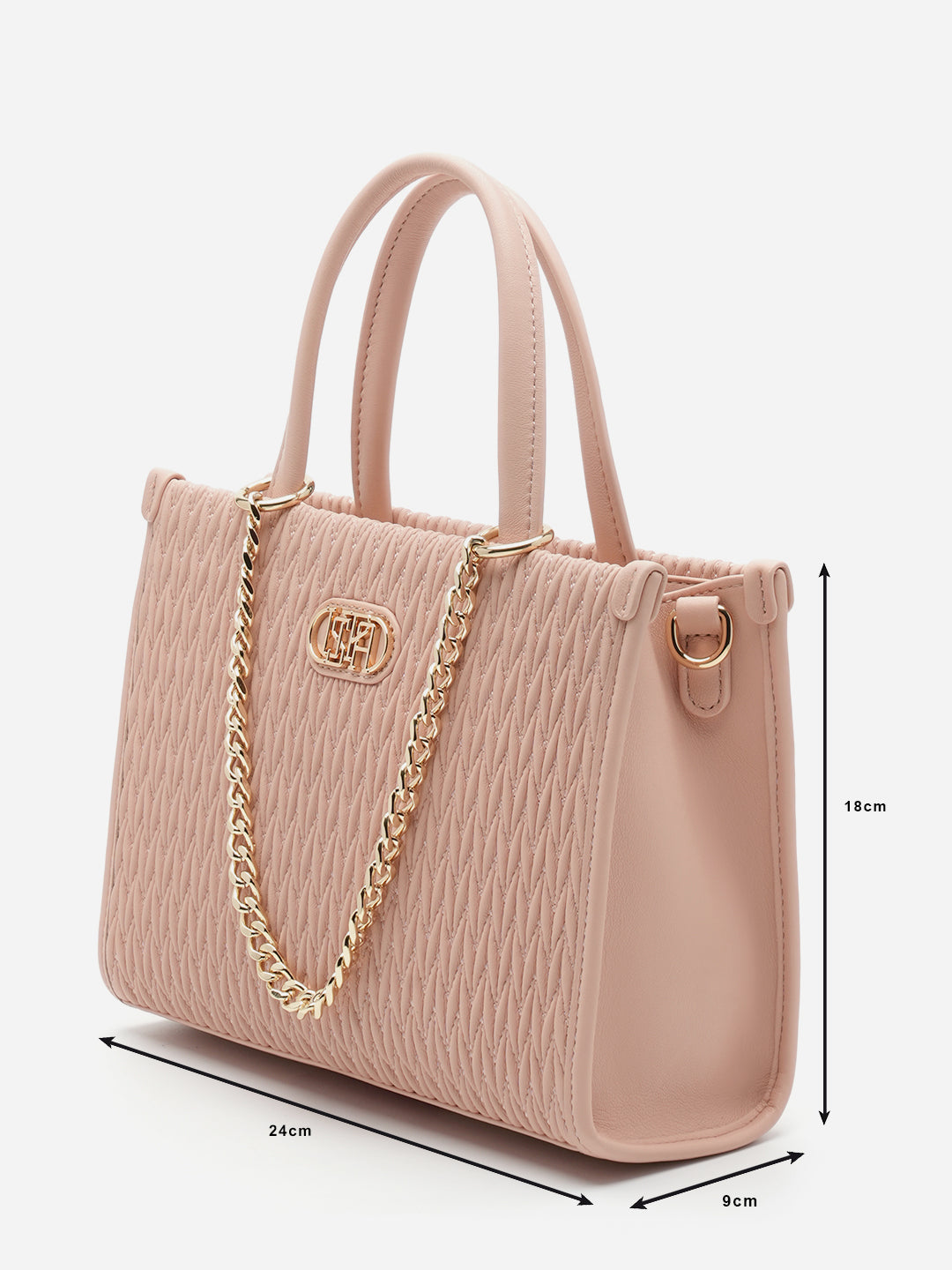 Chloe 2.0 Textured Satchel Bag Nude - U.S. Polo Assn. India | Large