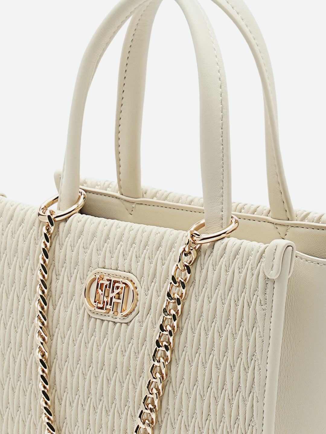 Chloe 2.0 Textured Satchel Bag Off White - U.S. Polo Assn. India | Large