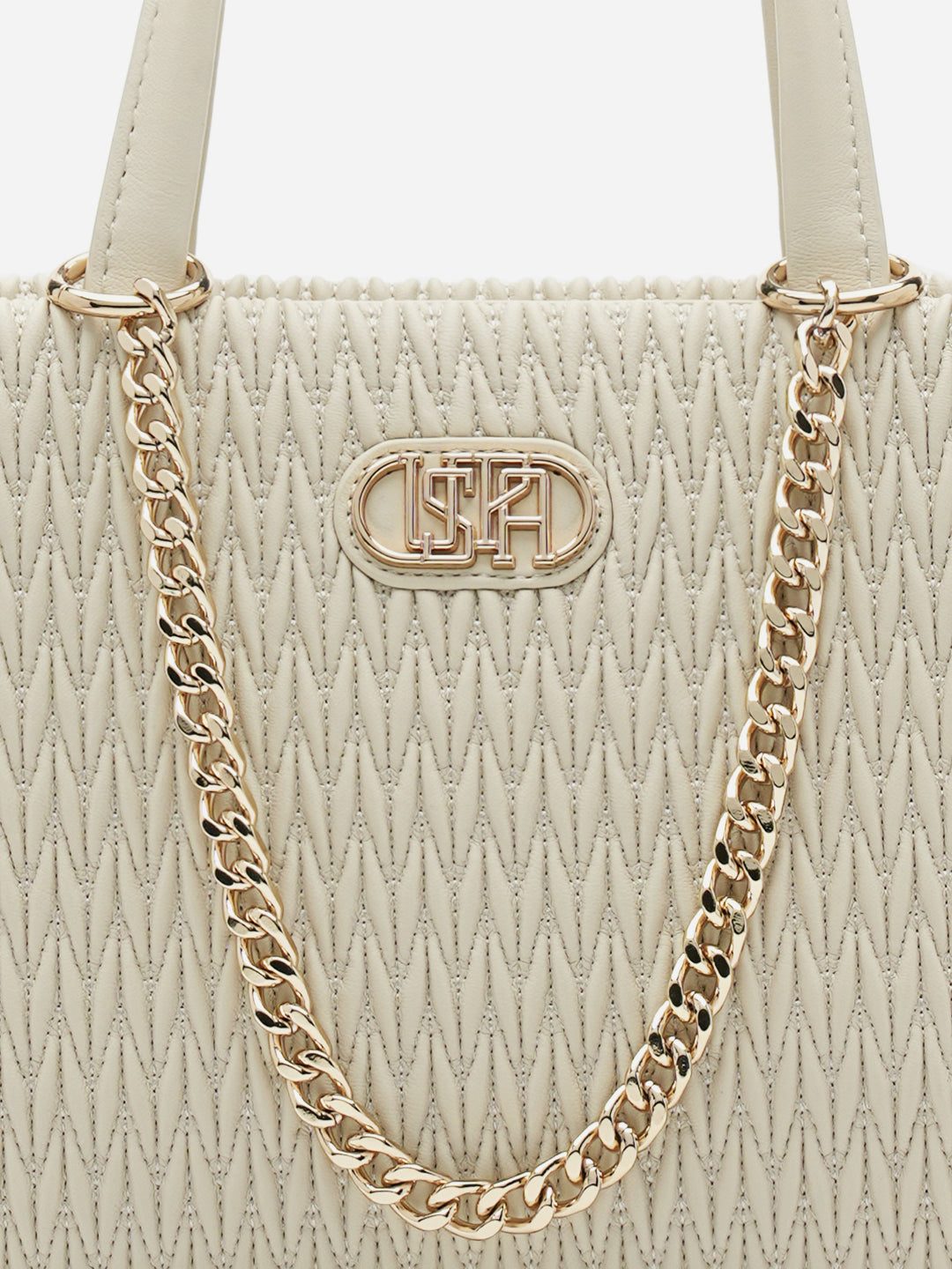 Chloe 2.0 Textured Satchel Bag Off White - U.S. Polo Assn. India | Large