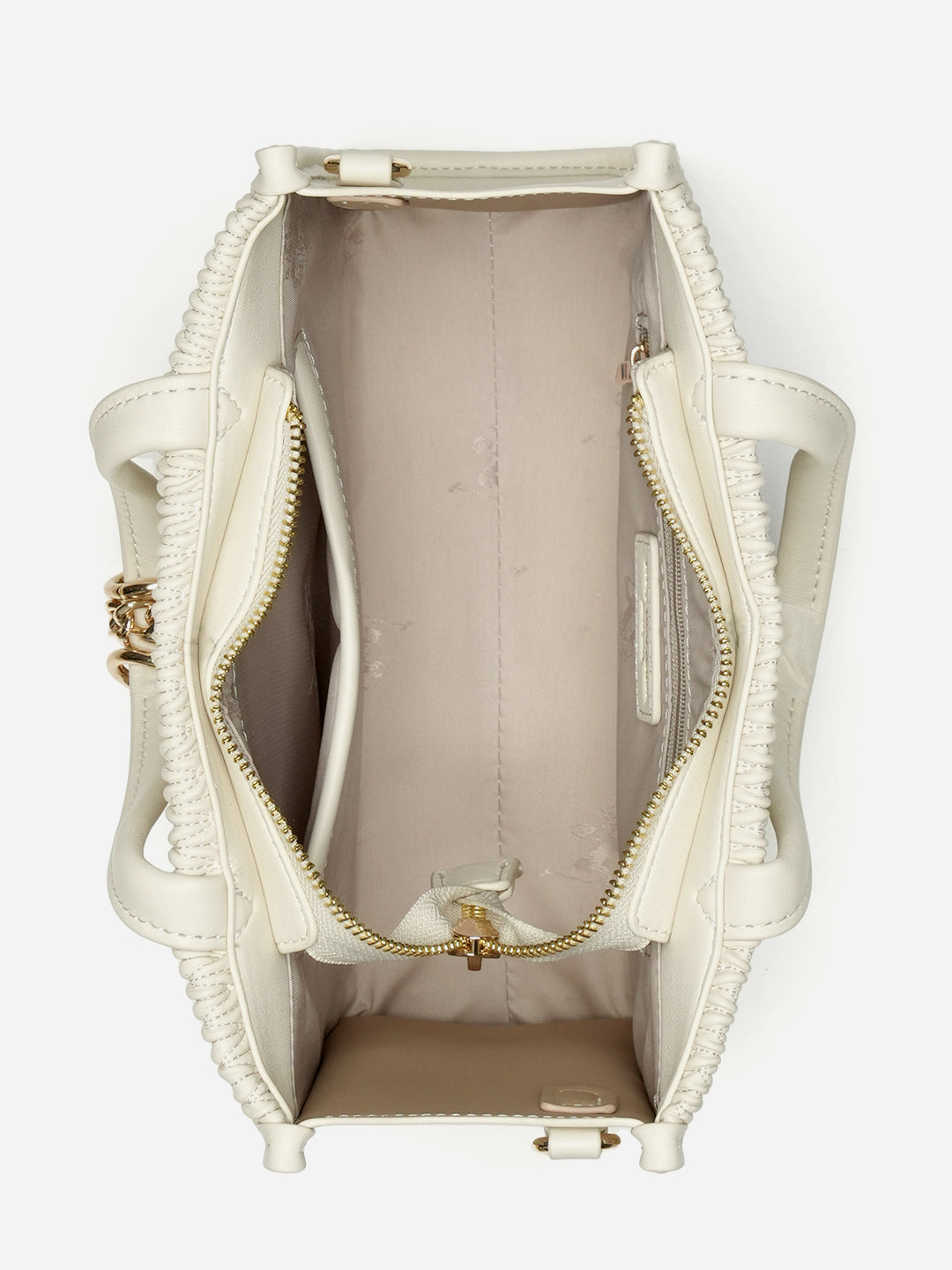 Chloe 2.0 Textured Satchel Bag Off White - U.S. Polo Assn. India | Large